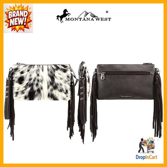 Western Style Crossbody Wristlet Purse Genuine Leather Quilted Pattern Chic - Picture 5 of 7